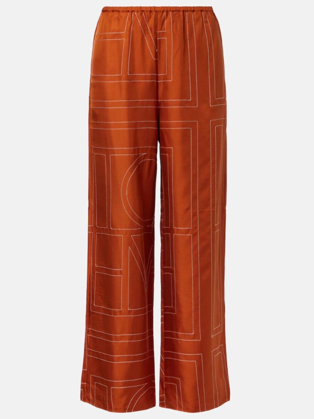 Toteme NWOT Monogram Silk Pants in Terracotta Size 34